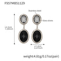 Trendy Vintage Teardrop Long Glass Drop Earrings for Women 18K Gold Plated Waterproof Stainless Steel Party