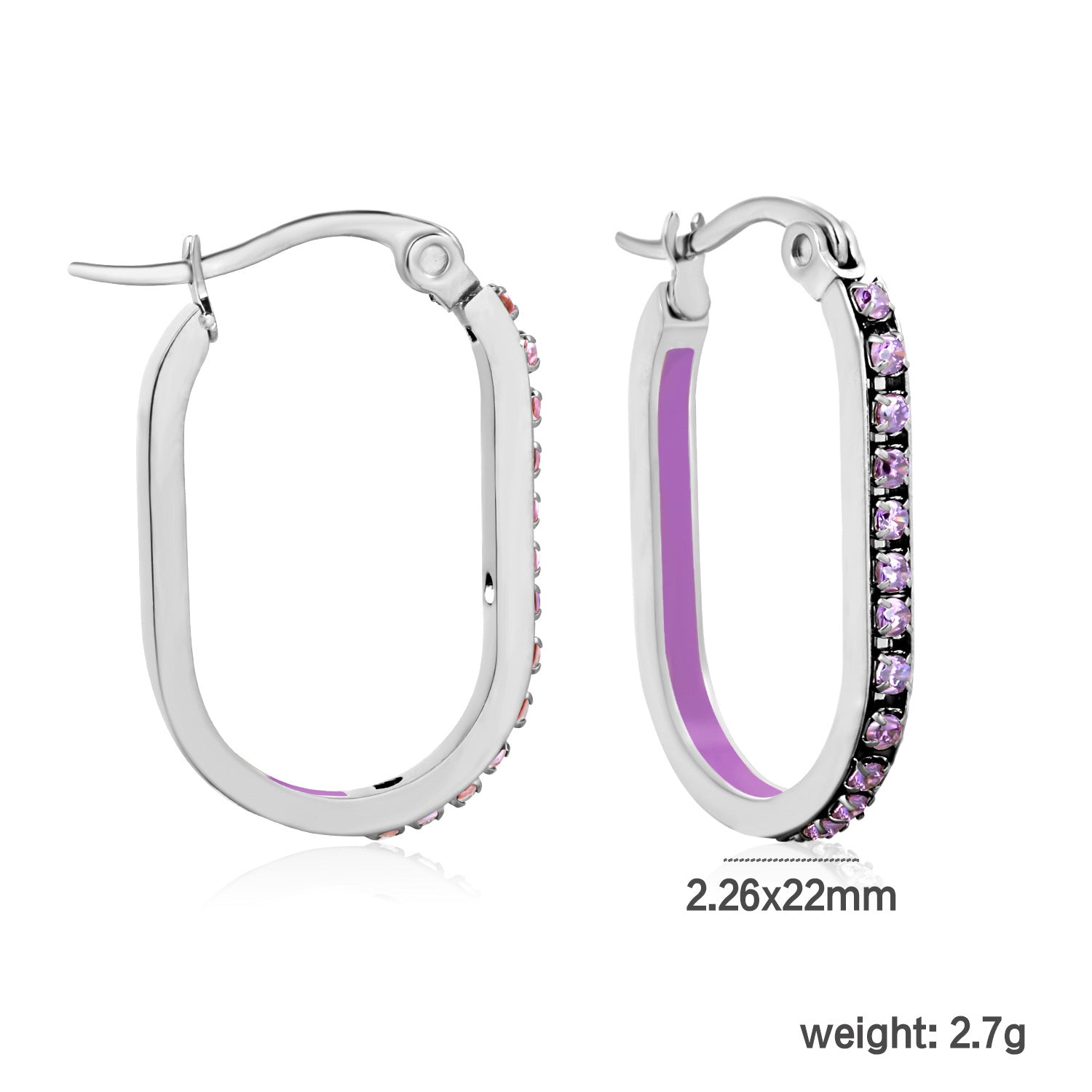 Vintage Trendy Stainless Steel 18k Gold Plated Long Hoop Earrings Waterproof Colorful Zircons Bohemia Enamel Unisex