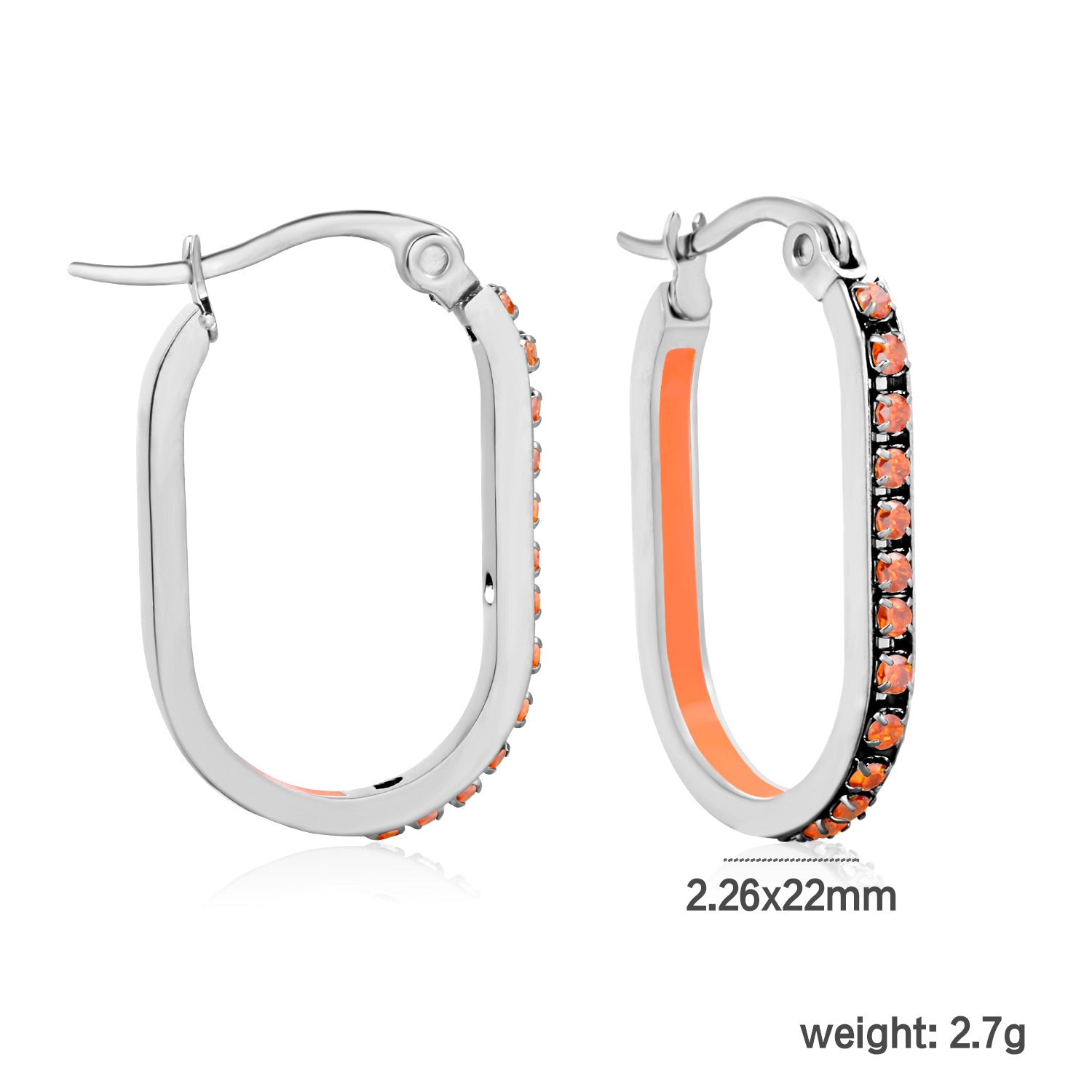 Vintage Trendy Stainless Steel 18k Gold Plated Long Hoop Earrings Waterproof Colorful Zircons Bohemia Enamel Unisex