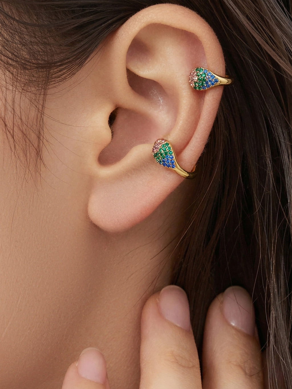 MH 18K Gold Plated Stainless Steel Geometric Hoop Earrings with Trendy Zircons Customizable for Women Party Gift Occasion