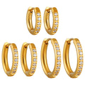 Trendy Stainless Steel Real Gold Plated Bridal Hoop Huggie Earrings for Unisex Small Size Wholesale White Zircons for Party Gift