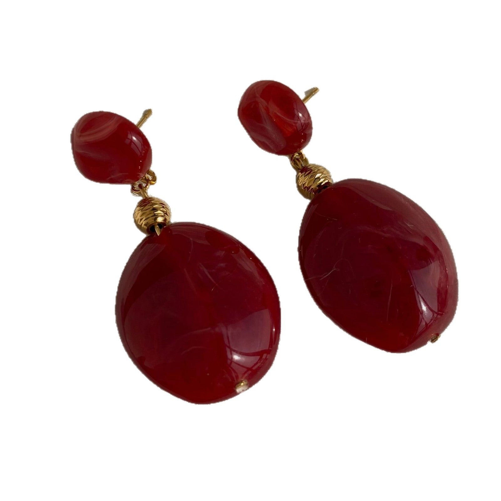 Wholesale Vintage Stainless Steel 18K Gold Plated Oval Resin Drop Earrings for Women's Party Occasions