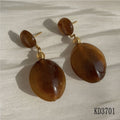 Wholesale Vintage Stainless Steel 18K Gold Plated Oval Resin Drop Earrings for Women's Party Occasions