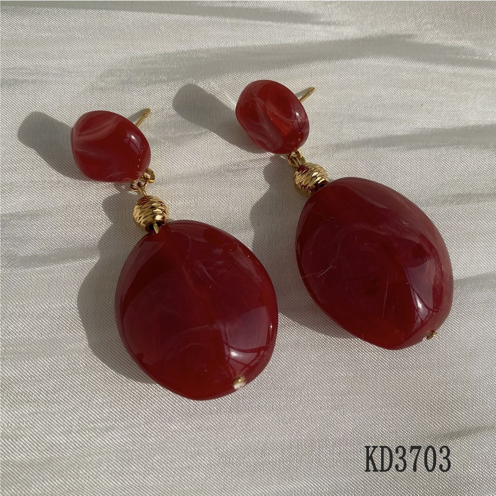 Wholesale Vintage Stainless Steel 18K Gold Plated Oval Resin Drop Earrings for Women's Party Occasions