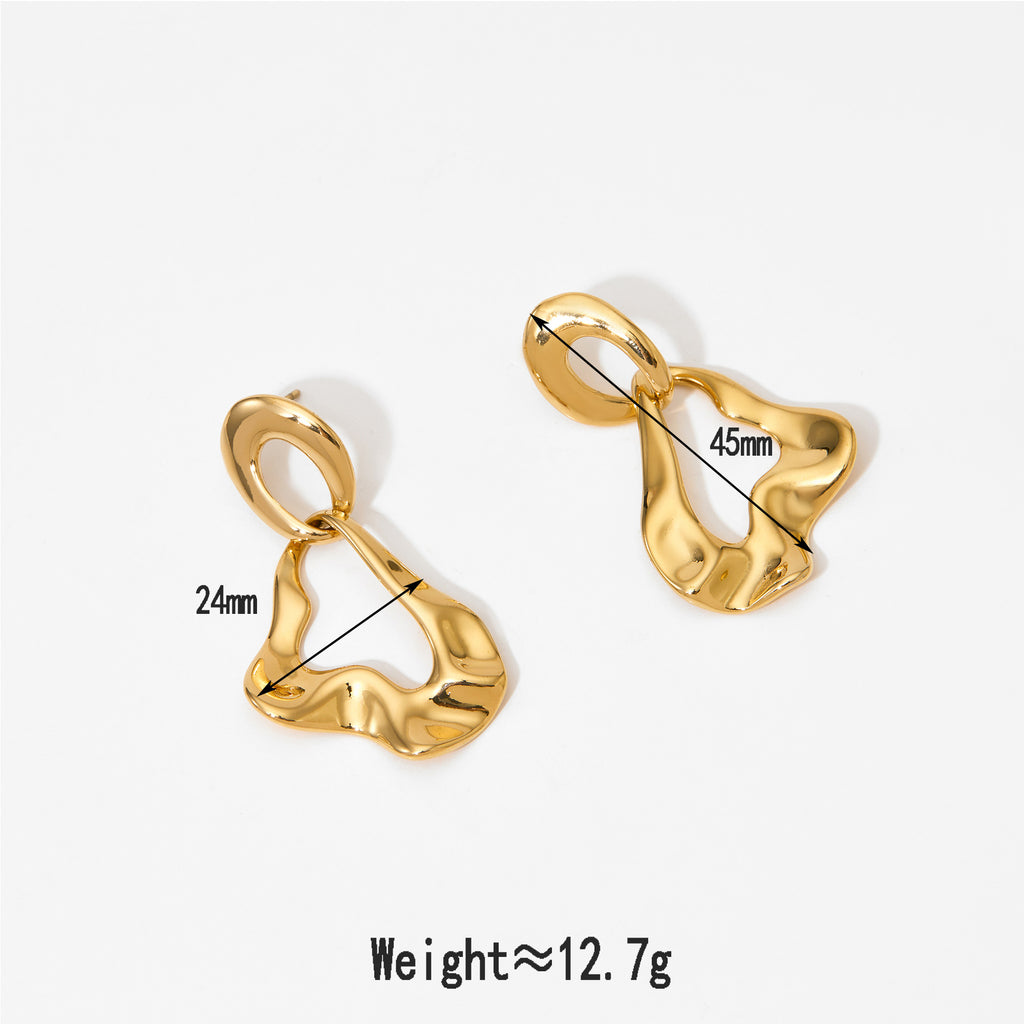New Arrival Vintage 18K Gold Plated Stainless Steel Long Drop Earrings CROWN Shape Irregular Pendant Personality Wholesale