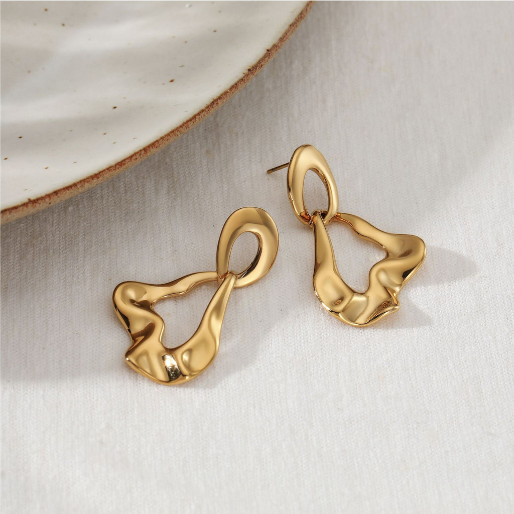 New Arrival Vintage 18K Gold Plated Stainless Steel Long Drop Earrings CROWN Shape Irregular Pendant Personality Wholesale