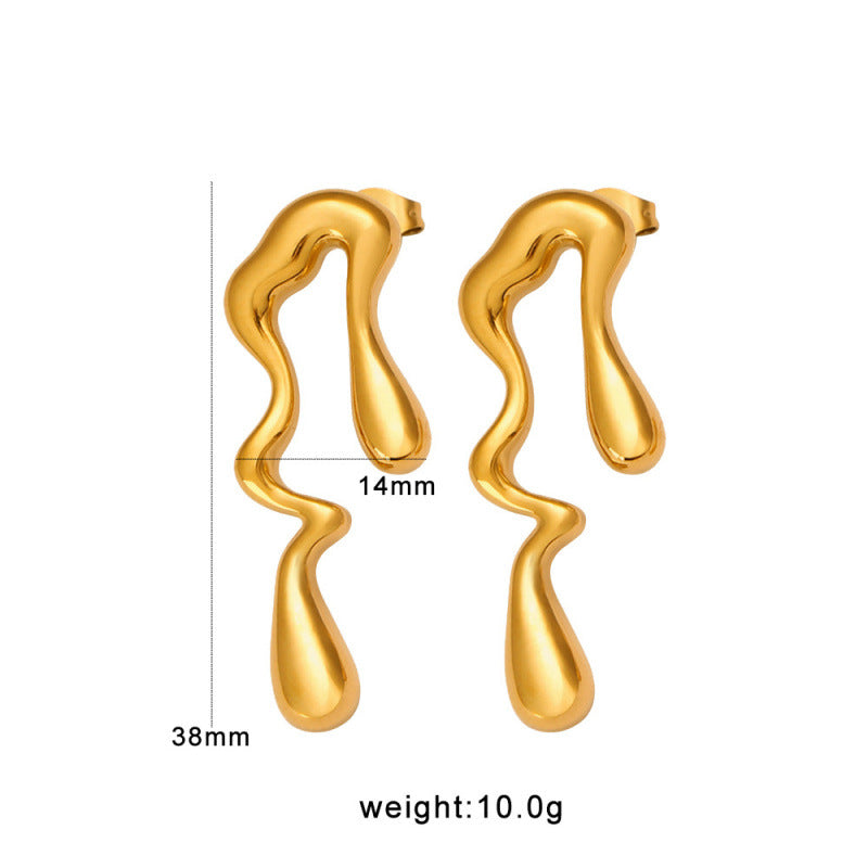 Vintage Geometric Romantic 18K Gold Plated Stainless Steel Stud Earrings Party Cute Ethnic Classic Gift