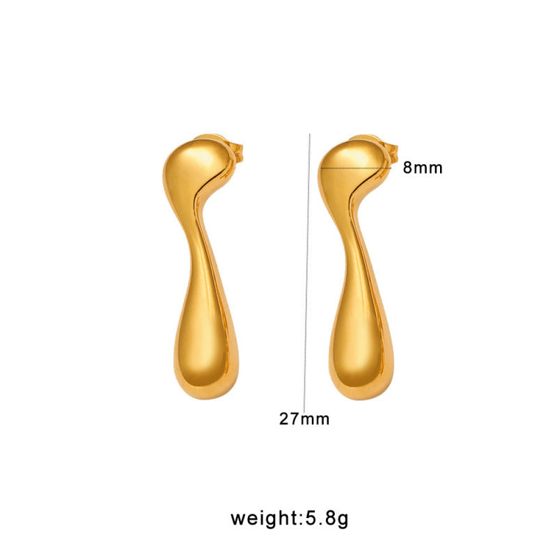 Vintage Geometric Romantic 18K Gold Plated Stainless Steel Stud Earrings Party Cute Ethnic Classic Gift