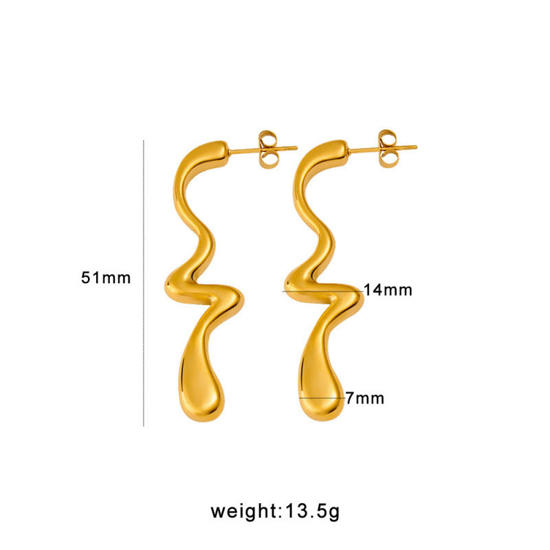 Vintage Geometric Romantic 18K Gold Plated Stainless Steel Stud Earrings Party Cute Ethnic Classic Gift
