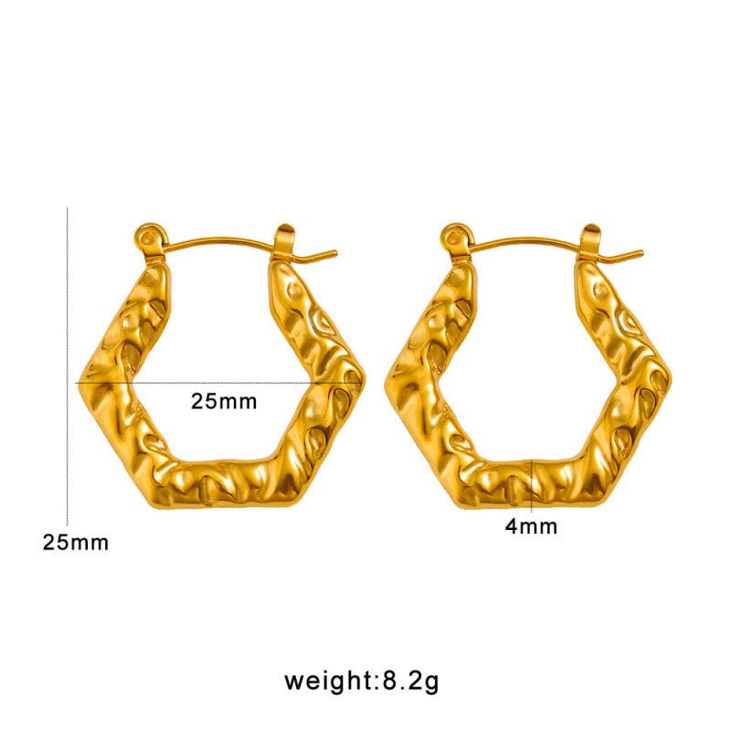 18K Gold Plated Waterproof Stainless Steel Hoop Earrings Customizable Trendy Classic Geometric Peace Jewelry Unisex for Parties