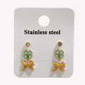 Wholesale Set of Three Fashion Stud Earrings Stainless Steel with Real Gold Plating Drop Earrings
