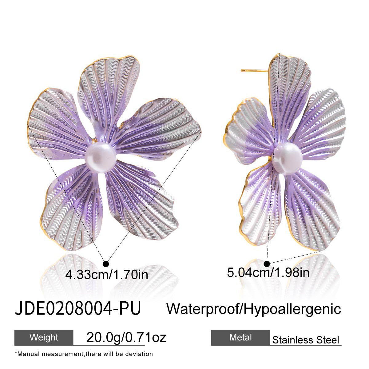 Customizable Stainless Steel 18k Gold PVD Plated Flower Stud Earring with Pearl for Girls