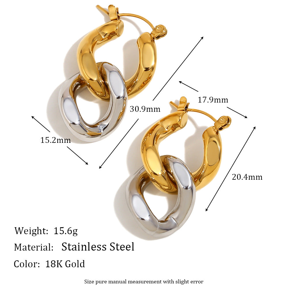 Stylish Trendy 18K Gold Plated Hoop Earrings Geometric Pattern Stainless Steel Hypoallergenic Fine Jewelry for Parties Unisex