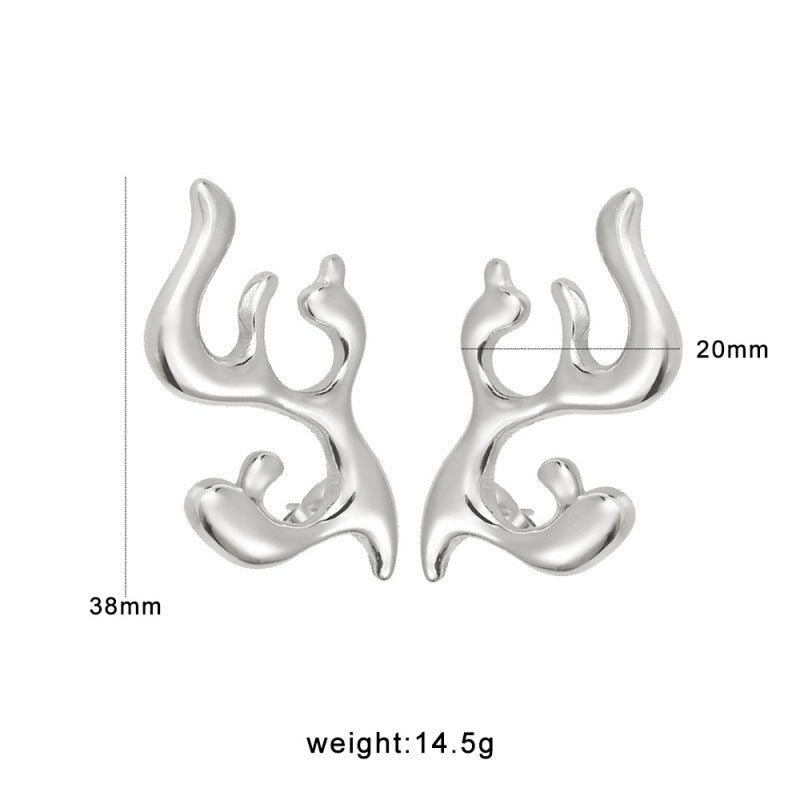 Vintage Geometric Romantic 18K Gold Plated Stainless Steel Stud Earrings Party Cute Ethnic Classic Gift
