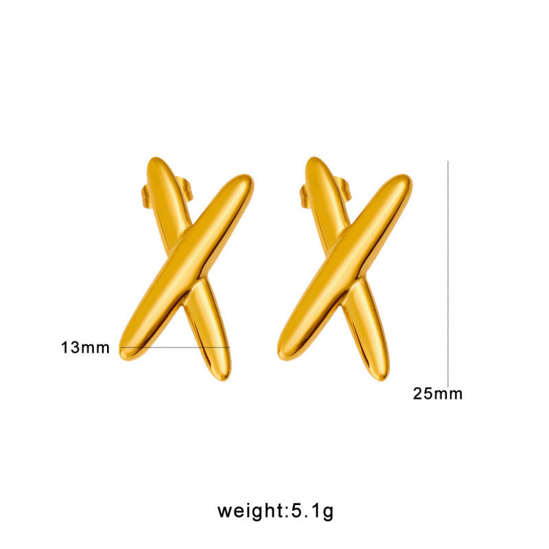 Vintage Geometric Romantic 18K Gold Plated Stainless Steel Stud Earrings Party Cute Ethnic Classic Gift