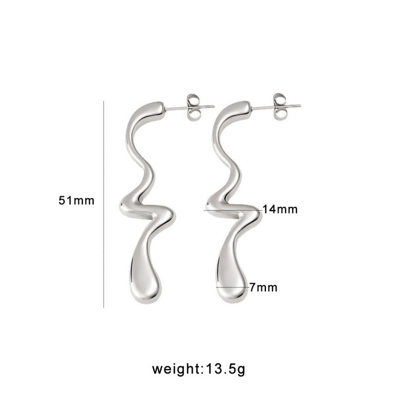 Vintage Geometric Romantic 18K Gold Plated Stainless Steel Stud Earrings Party Cute Ethnic Classic Gift