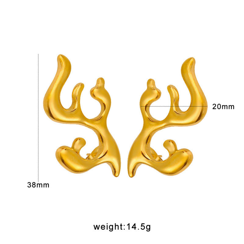 Vintage Geometric Romantic 18K Gold Plated Stainless Steel Stud Earrings Party Cute Ethnic Classic Gift