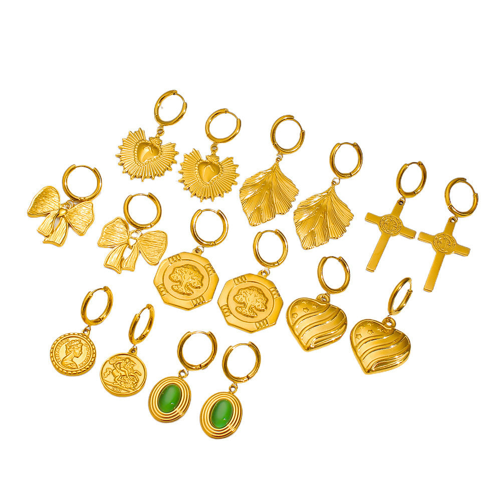 Wholesale Stainless Steel 18K Gold Plated Multiple Designs Drop Earrings for Women's Party Occasions