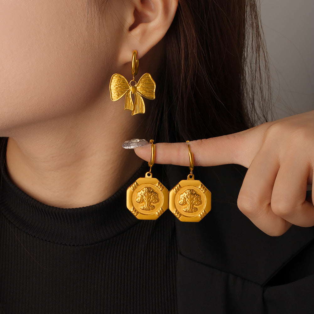 Wholesale Stainless Steel 18K Gold Plated Multiple Designs Drop Earrings for Women's Party Occasions