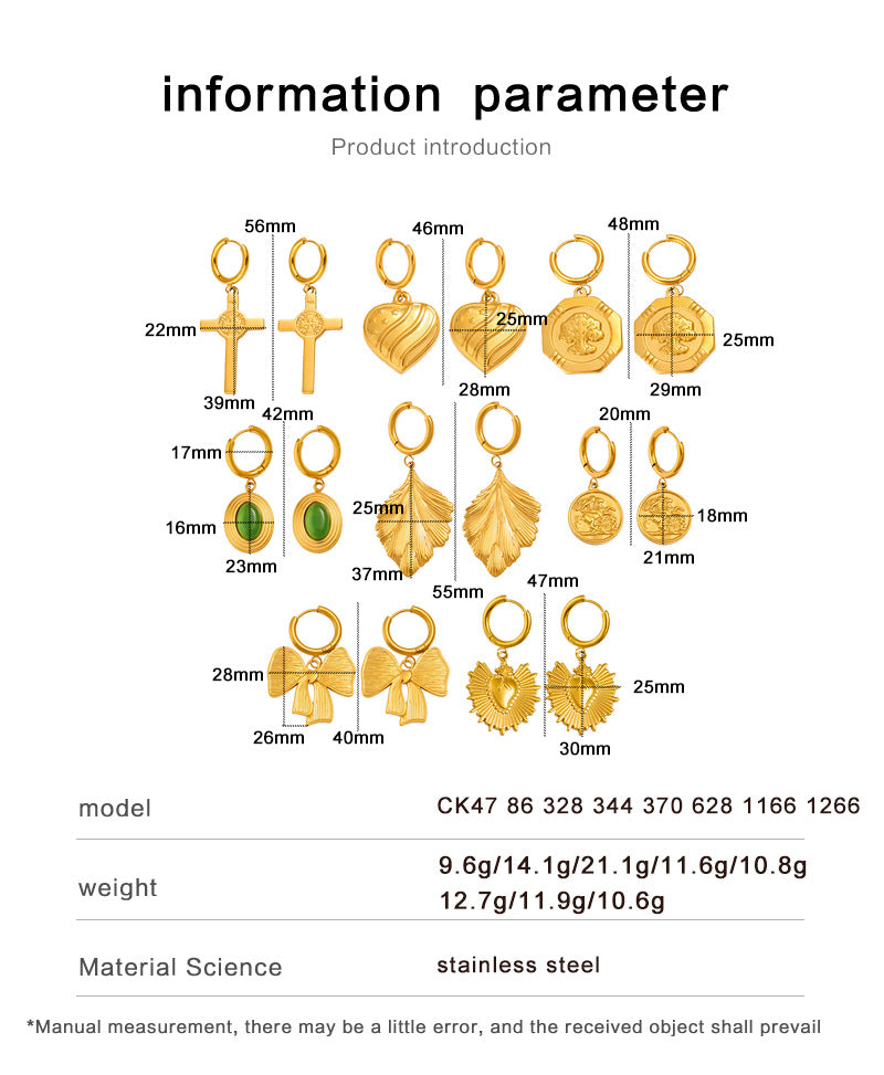 Wholesale Stainless Steel 18K Gold Plated Multiple Designs Drop Earrings for Women's Party Occasions