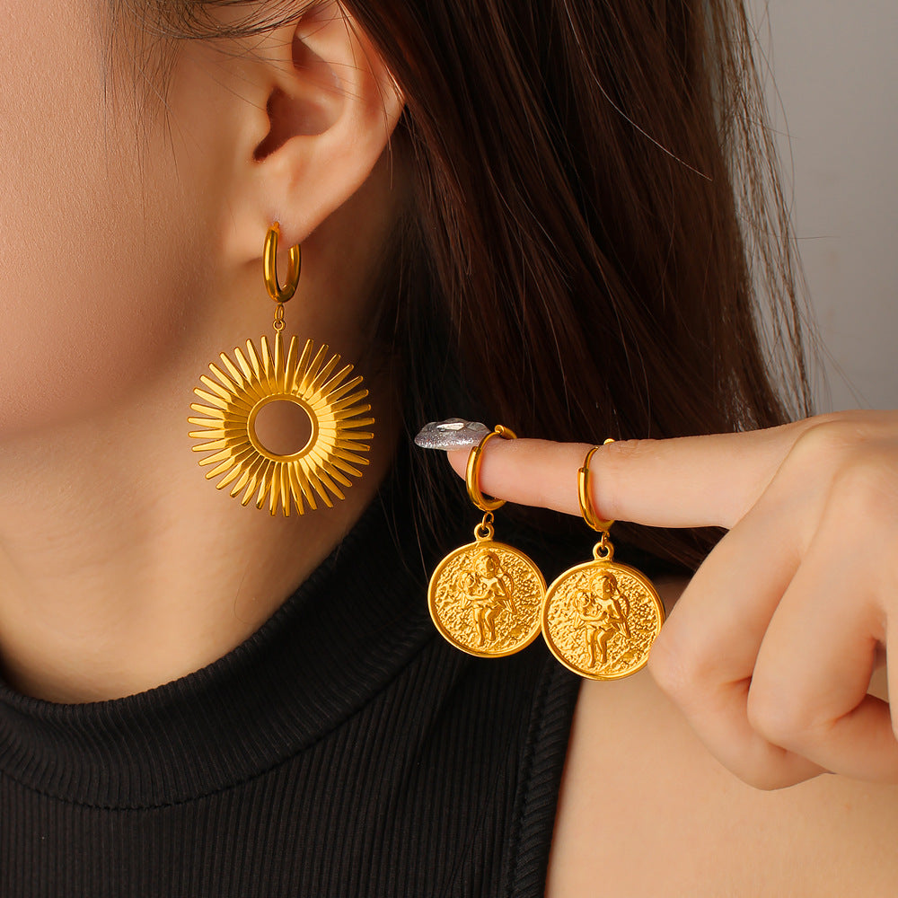 Wholesale Stainless Steel 18k Real Gold Pvd Drop Earrings for Girls Multiple Designs Fashion Jewelry Earrings Waterproof No Rust