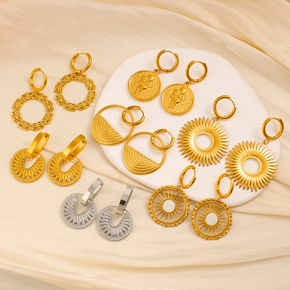 Wholesale Stainless Steel 18k Real Gold Pvd Drop Earrings for Girls Multiple Designs Fashion Jewelry Earrings Waterproof No Rust