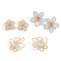 Wholesale 18k Gold PVD Plated Stainless Steel Flower-Shaped Pearl Stud Earrings for Girls Trendy Fashion Jewelry for Parties