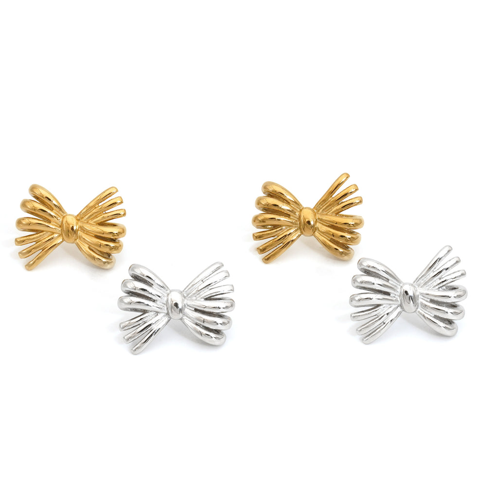 Customizable Real Gold Plated Stainless Steel Stud Earrings Unique Bow Design Trendy Jewelry for Women for Parties