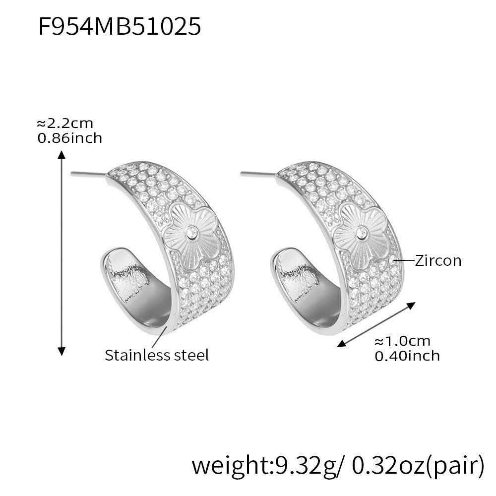 Wholesale 18K Gold Plated Stainless Steel Zirconia Hoop Earrings Waterproof Geometric Designs Trendy Jewelry for Parties