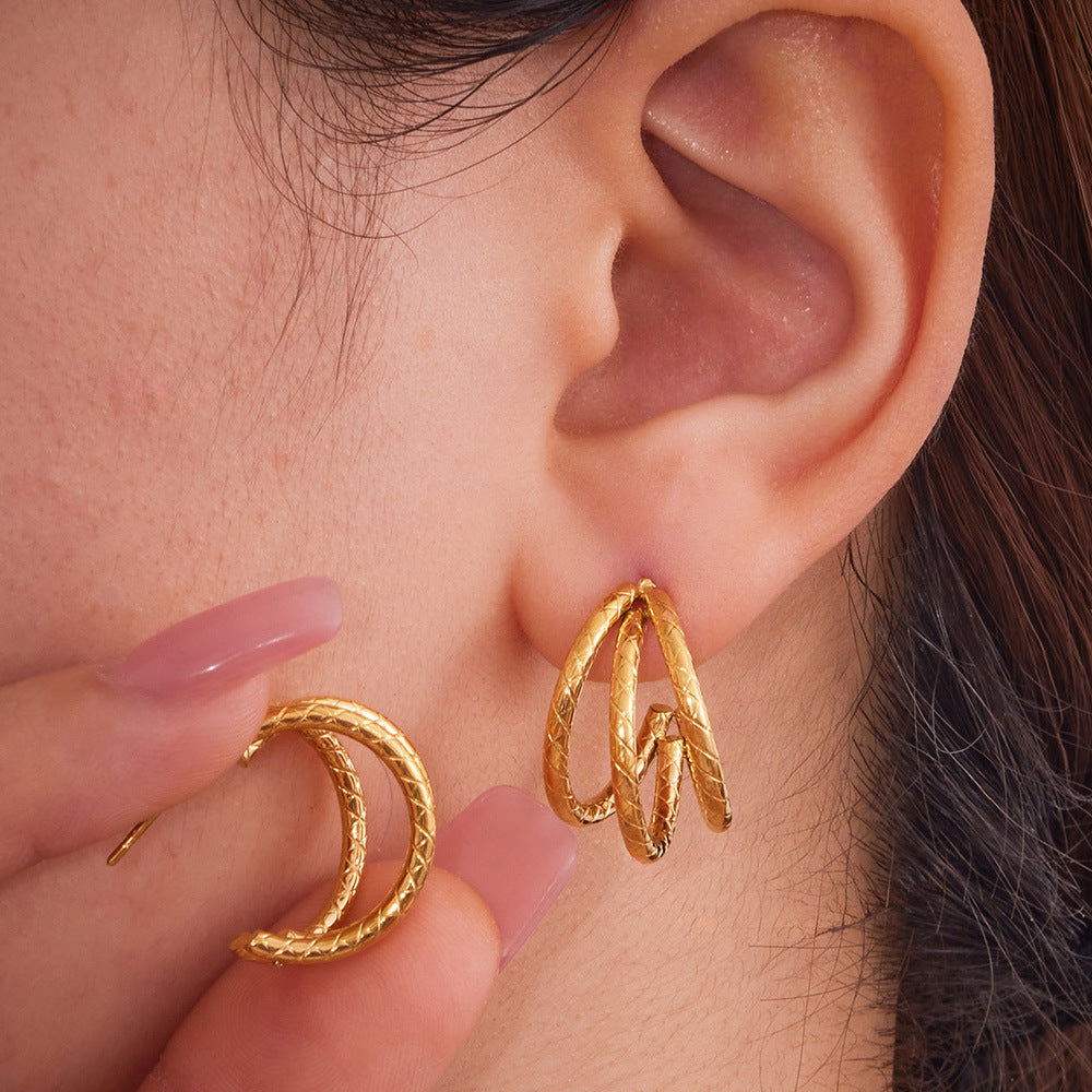 Real Gold PVD Plated Studs Earrings Stainless Steel Jewelry