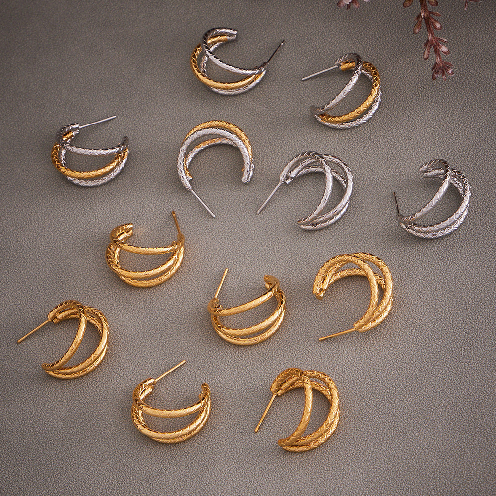 Real Gold PVD Plated Studs Earrings Stainless Steel Jewelry
