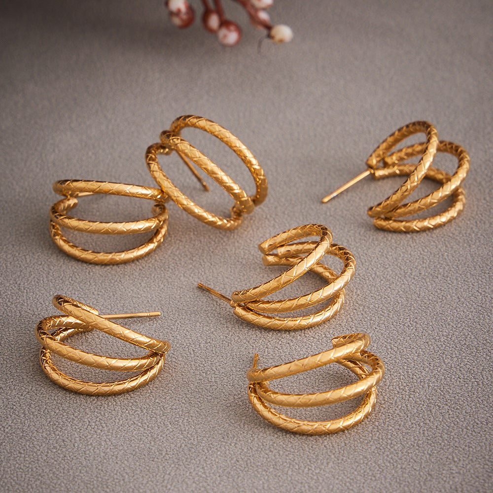 Real Gold PVD Plated Studs Earrings Stainless Steel Jewelry
