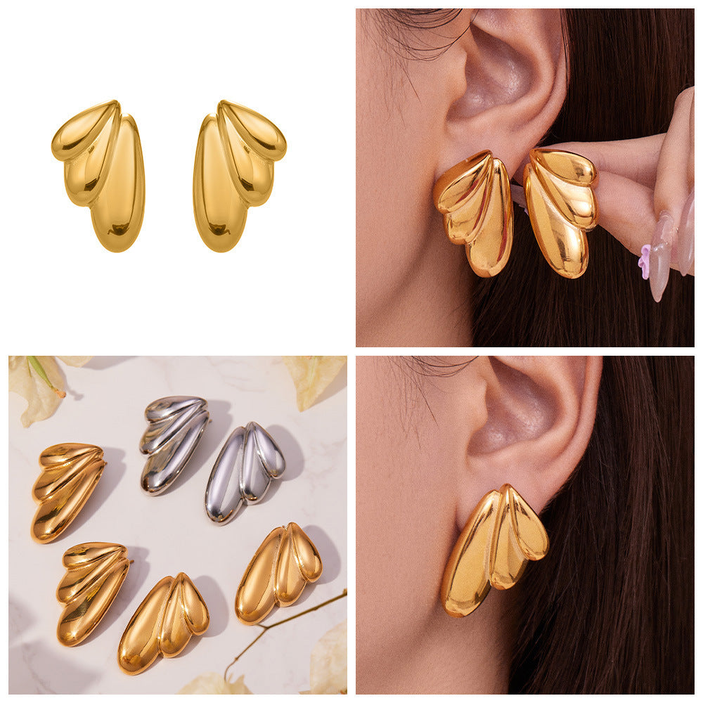 Trendy Real Gold PVD Plated Stainless Steel Stud Earrings Enamel Colors with Bow Design for Women for Parties and Engagement