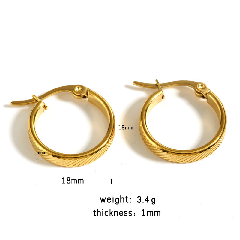 Factory Wholesale True Gold PVD Plated Stainless Steel Fashion Jewelry Hoop Earrings Low MOQ Factory Directly Source