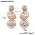 Wholesale Vintage Fashion Accessory White Zircon Drop Earrings Waterproof Stainless Steel 18K Gold Plating for Party Occasions