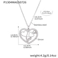 Real Gold PVD Plated Stainless Steel Heart Pendant Necklace with White Zircons Best Gift for Women's Party Link Chain