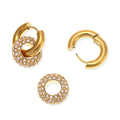 18K Real Gold PVD Plated Zircon Hoop Earrings Stainless Steel Hypoallergenic DIY Trendy Dangle Earings for Parties Perfect Pearl