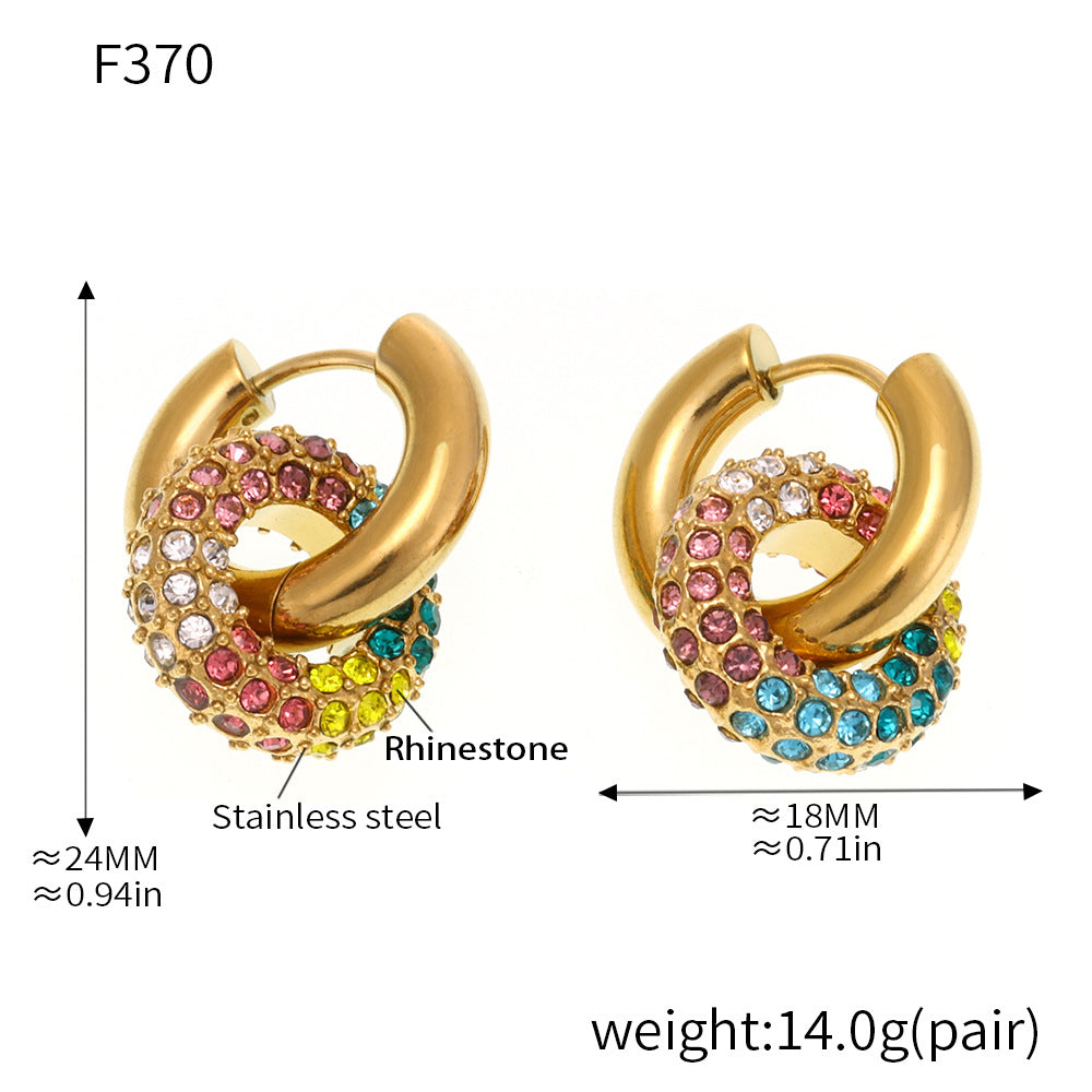 18K Real Gold PVD Plated Zircon Hoop Earrings Stainless Steel Hypoallergenic DIY Trendy Dangle Earings for Parties Perfect Pearl