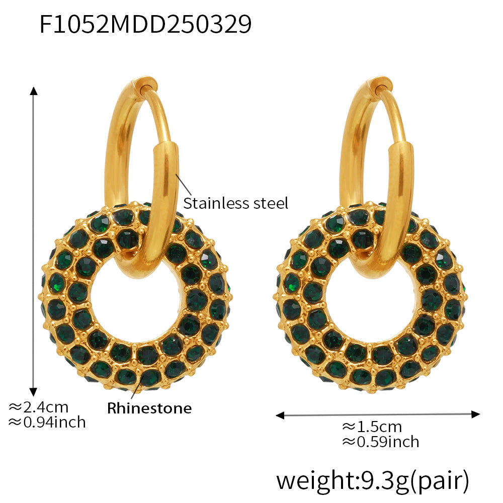 18K Real Gold PVD Plated Zircon Hoop Earrings Stainless Steel Hypoallergenic DIY Trendy Dangle Earings for Parties Perfect Pearl