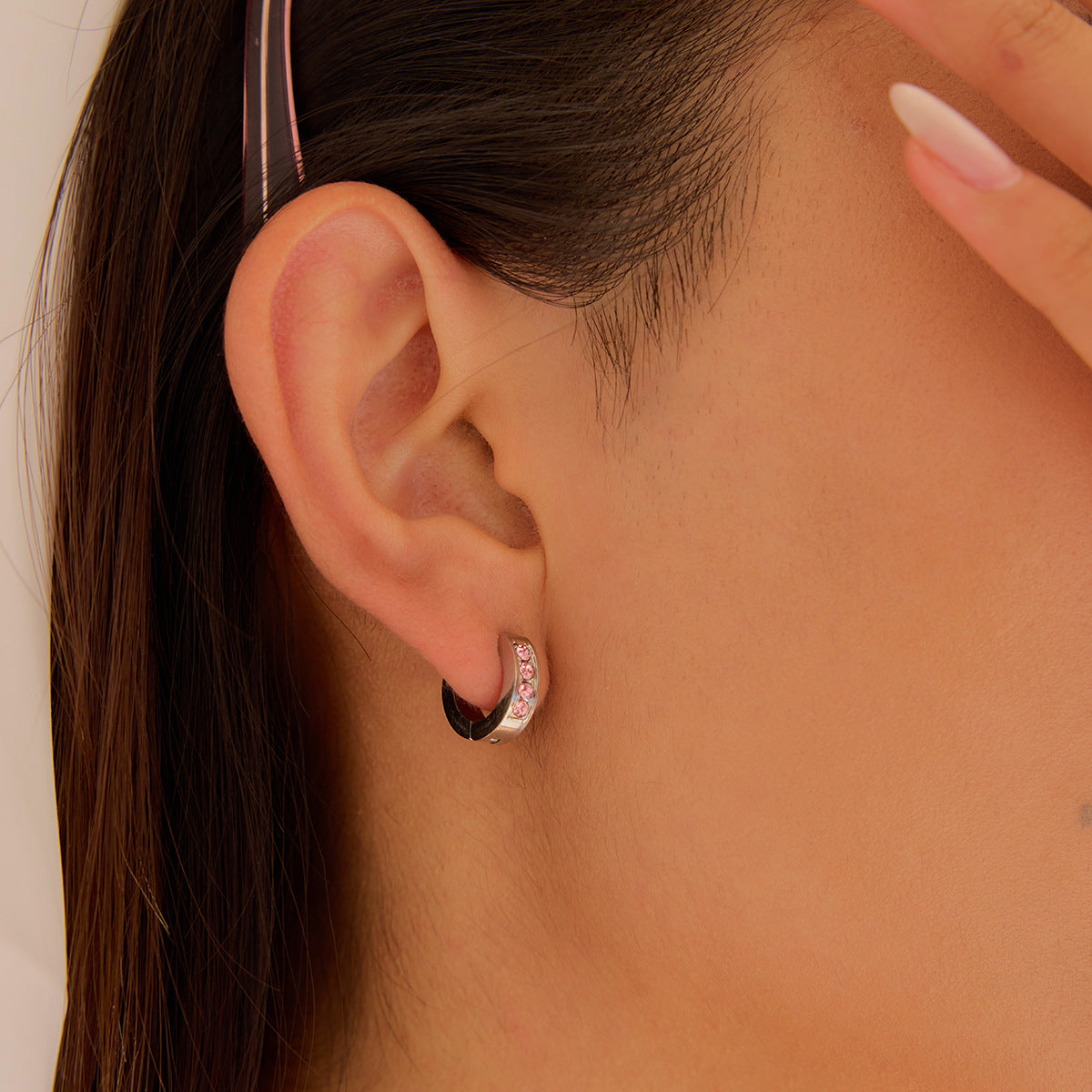 Trendy pink Zircon Drop Hypoallergenic Earrings for Women 18k Gold PVD Stainless Steel Zircon Earrings