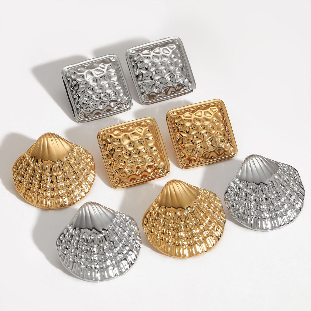 Customizable 18K Real Gold Plated Chunky Stud Earrings for Women Trendy Sea Animal Elements Design for Parties