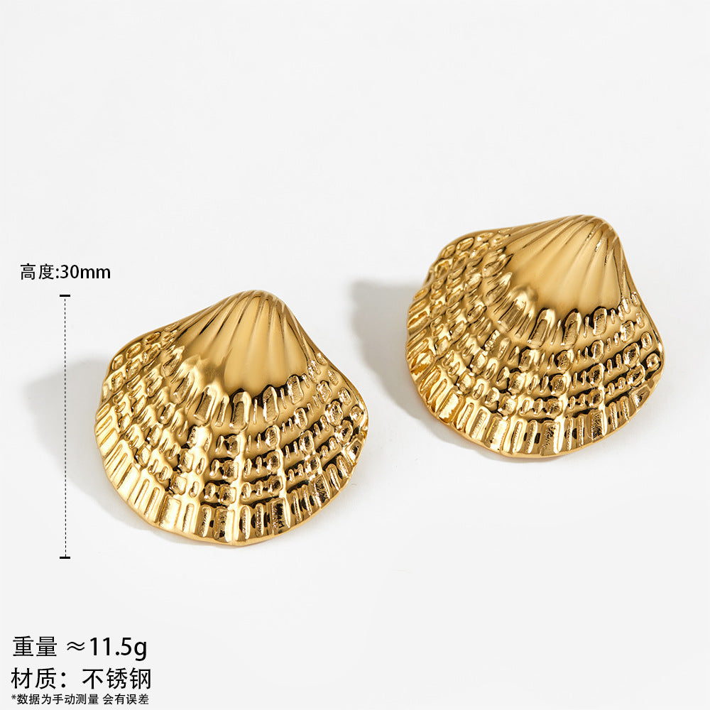 Customizable 18K Real Gold Plated Chunky Stud Earrings for Women Trendy Sea Animal Elements Design for Parties