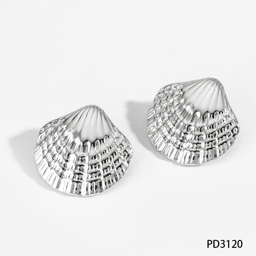Customizable 18K Real Gold Plated Chunky Stud Earrings for Women Trendy Sea Animal Elements Design for Parties