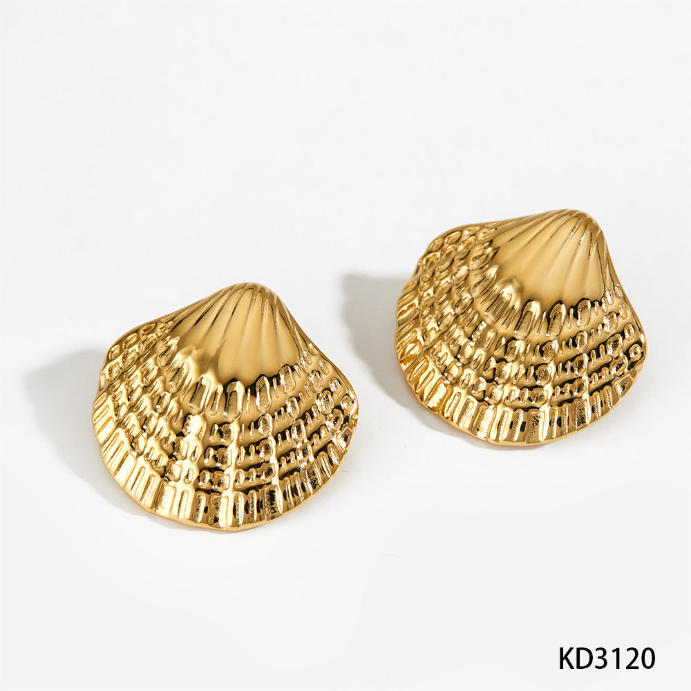 Customizable 18K Real Gold Plated Chunky Stud Earrings for Women Trendy Sea Animal Elements Design for Parties