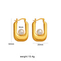 Huggie Drop Earrings 18K Gold Plated Stainless Steel Volcano Lava Pearl Pendant Women's Anniversary Trendy