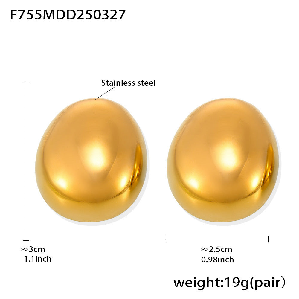Wholesale Luxury Custom 18K True Gold Silver Plated Women's Stainless Steel Earrings Trendy Chunky Stud for Parties