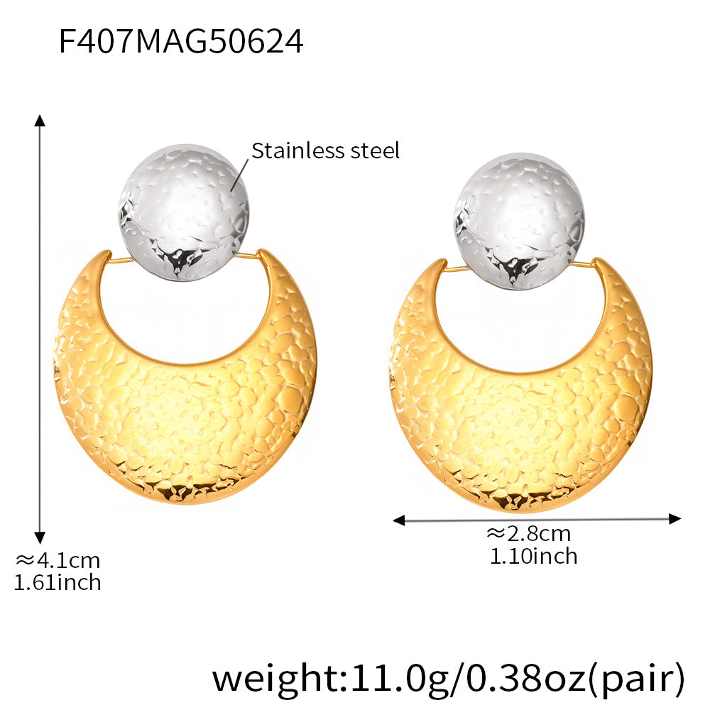 Wholesale Stainless Steel 18k Real Gold Pvd Drop Earrings for Girls Ball Moon Design Fashion Jewelry Earrings Waterproof No rust