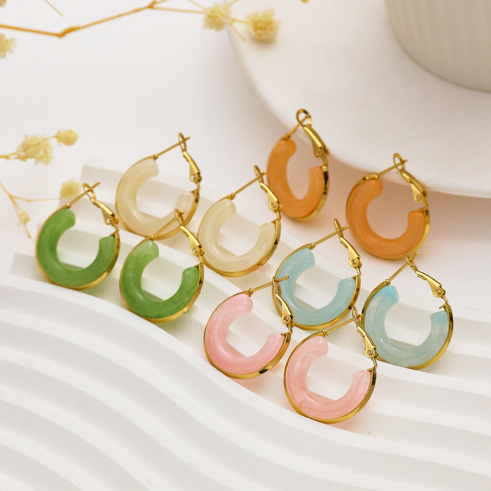 Custom Stainless Steel Stud Earrings Gold Plated Drop Earrings Multiple Designs Color Enamel Customizable Oil Dripping Studs