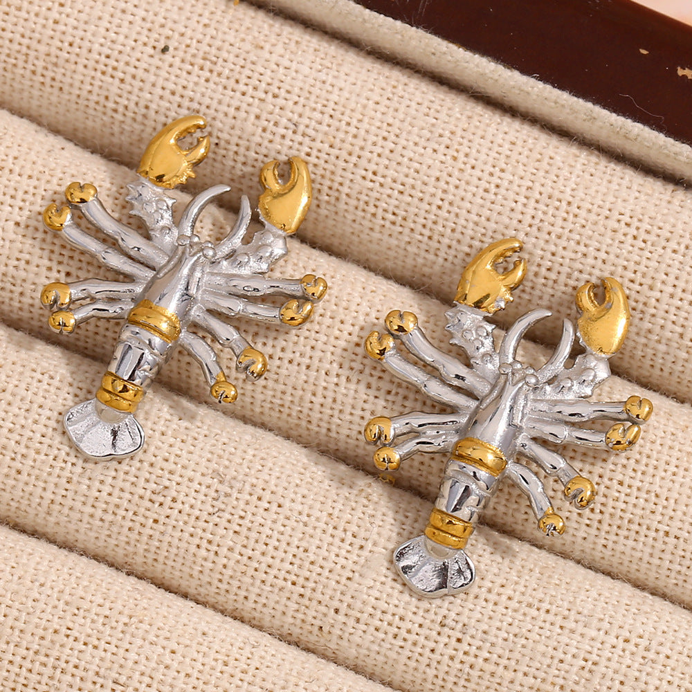 Wholesale Stainless Steel & Real Gold Plated Stud Earrings Waterproof Hypoallergenic Fashion Jewelry Lobster Design for Parties