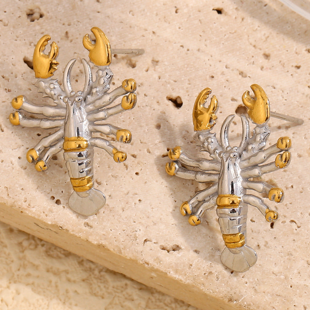 Wholesale Stainless Steel & Real Gold Plated Stud Earrings Waterproof Hypoallergenic Fashion Jewelry Lobster Design for Parties
